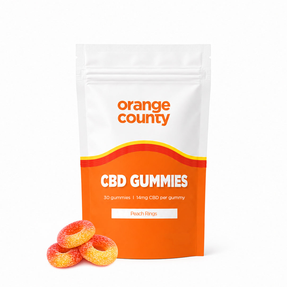CBD Gummy Peach Rings 400mg - 1200mg | 30 Pack